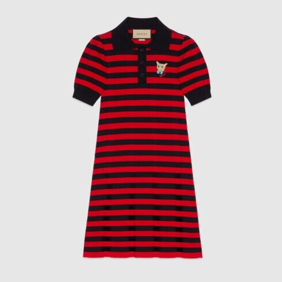 Gucci Dresses & Skirts - NEW W TAGS Gucci Striped Cotton Knit Polo Dress NEW WITH TAGS XL FITS LIKE A L